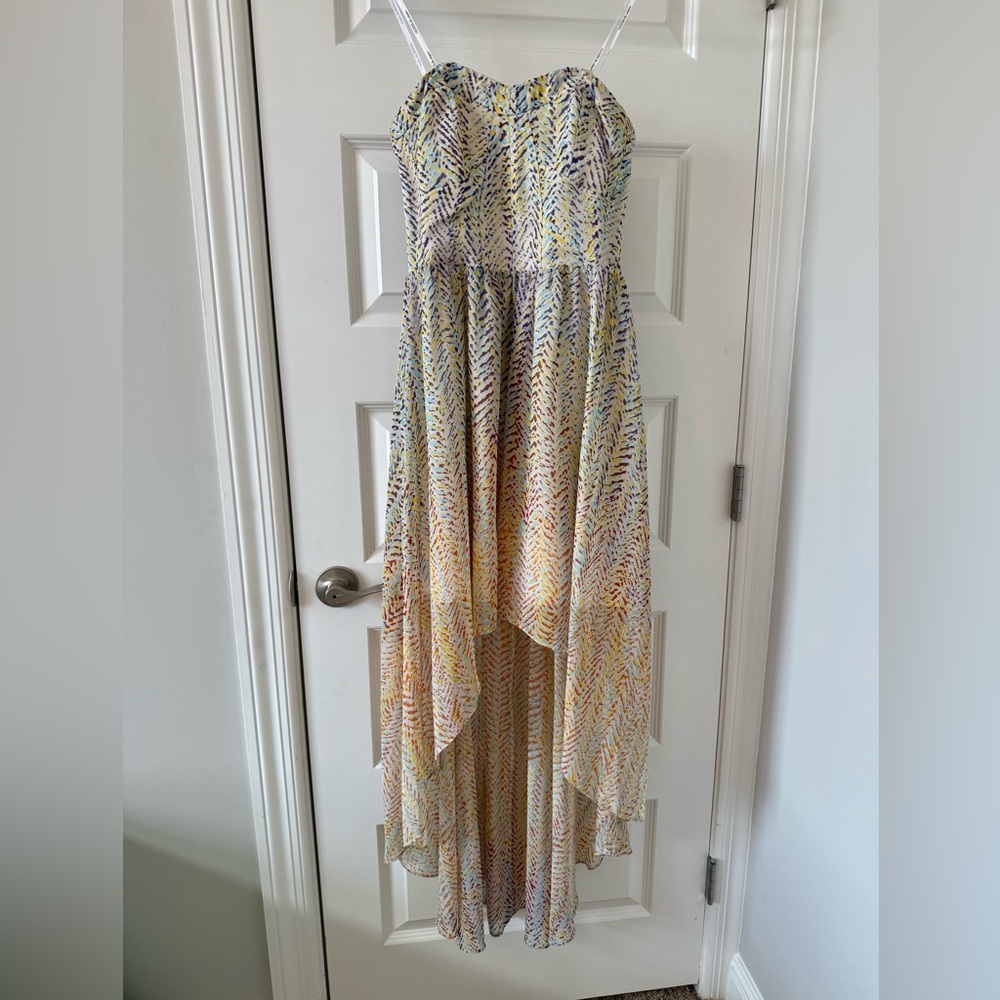 Guess Strapless High Low Dress size 4/6 Multi color print